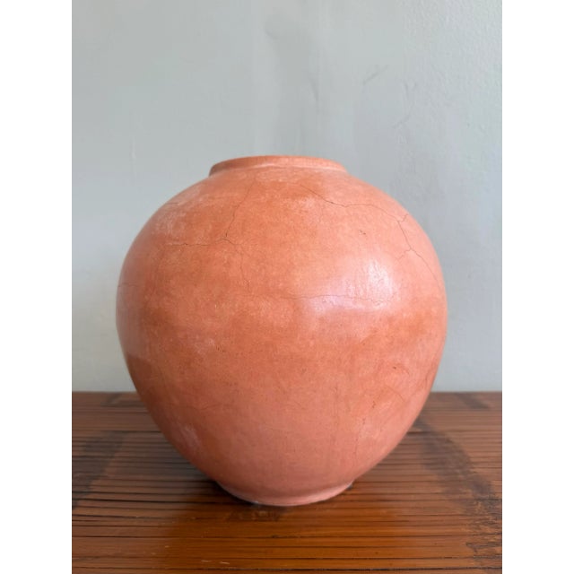 Vintage Orange Ceramic Vase For Sale - Image 4 of 4
