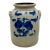Ourtstanding Antique Large 3 Gallon Size American Blue Hand Decorated Stoneware Butter Churn - Circa 1870s For Sale