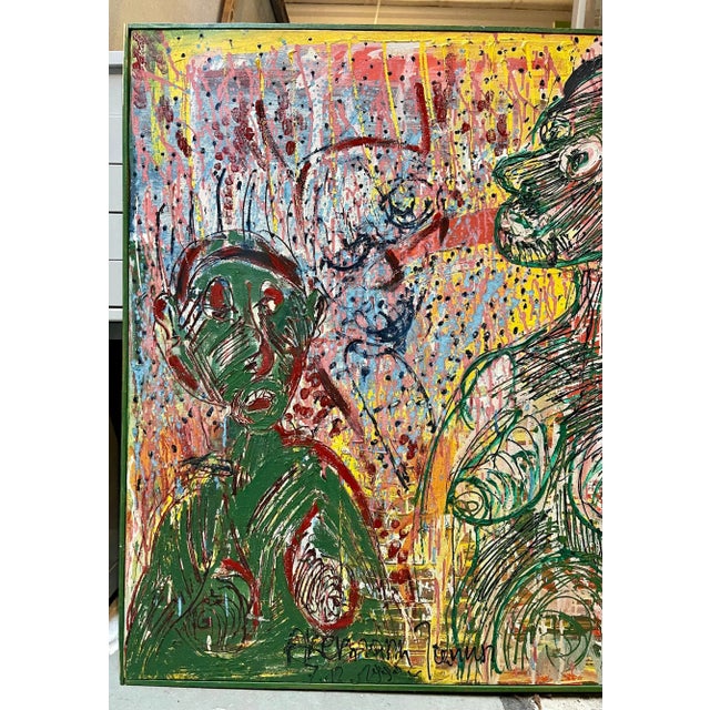 Janusz Akermann, Large Figurative Neo Expressionist Polish Oil Painting Janusz Akermann Brutalist, 1990 For Sale - Image 9 of 13