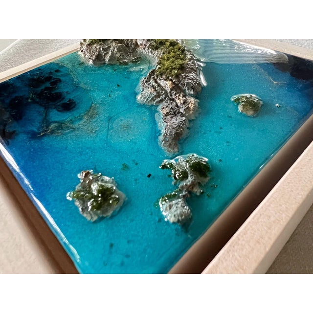 Early 21st Century Flying Over the Ocean #1 by Ana Hefco | Layered Tinted Resin & Mixed Media on Wood Panel Abstract ocean landscape. For Sale - Image 5 of 5