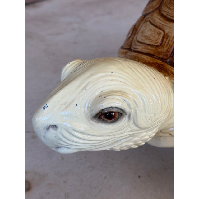 Vintage Hollywood Regency Cast Resin Turtle Garden Stool - Accent Table For Sale - Image 9 of 12