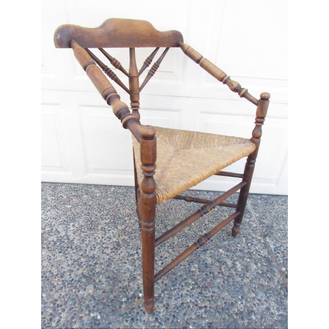 English Country Home Antique English Triangular Spindle Chair For Sale - Image 4 of 17