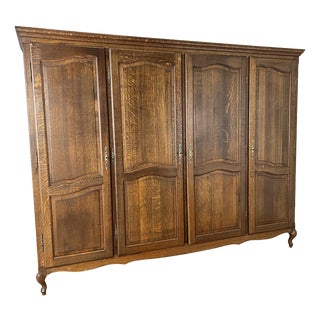 Vintage French Louis XVI Style Wardrobe in Oak For Sale