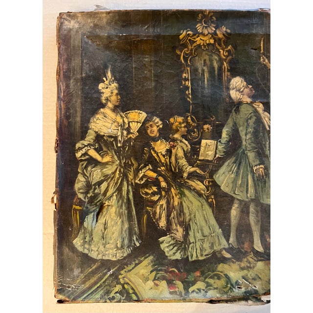 French 19th Century Oil on Canvas Painting of Possibly French Society Party For Sale - Image 3 of 10