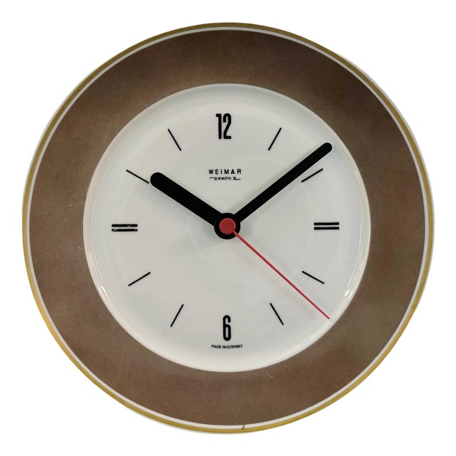 Vintage East German Porcelain Wall Clock from Weimar Electric, 1970s For Sale