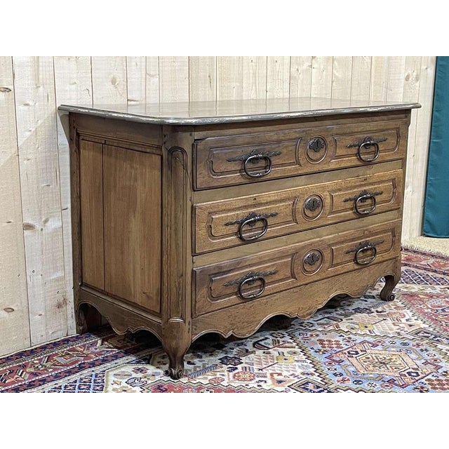 18th Century Louis XV Walnut Chest of Drawers with Grey Top For Sale - Image 9 of 18
