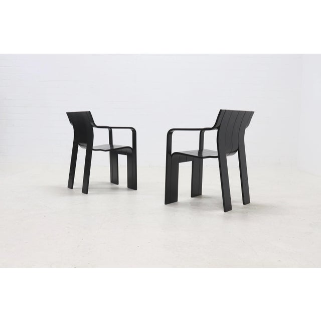 Black Set of Vintage Strip Dining Chairs by Gijs Bakker for Castelijn, 1970s For Sale - Image 8 of 12