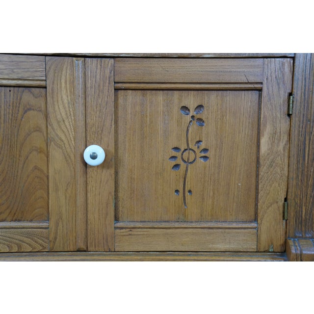 Antique Victorian Eastlake Carved Oak Parlor Cabinet Washstand Commode Chest 30" For Sale - Image 12 of 18