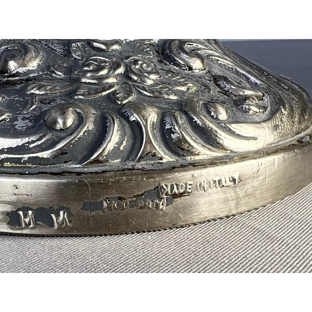 Antique Pewter Angel Lamp with Pleated Glass For Sale - Image 5 of 18