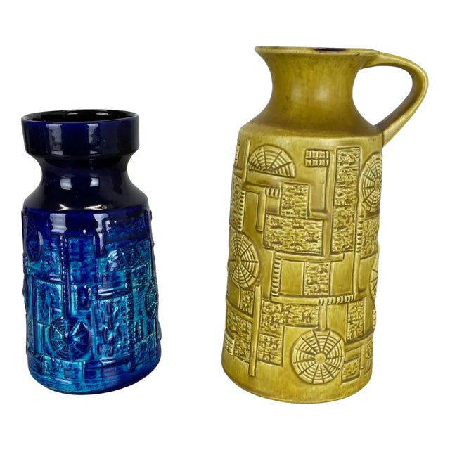 Fat Lava Op Art Pottery Vases from BAY Ceramics, Germany, 1970s, Set of 2 For Sale