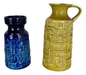 Fat Lava Op Art Pottery Vases from BAY Ceramics, Germany, 1970s, Set of 2