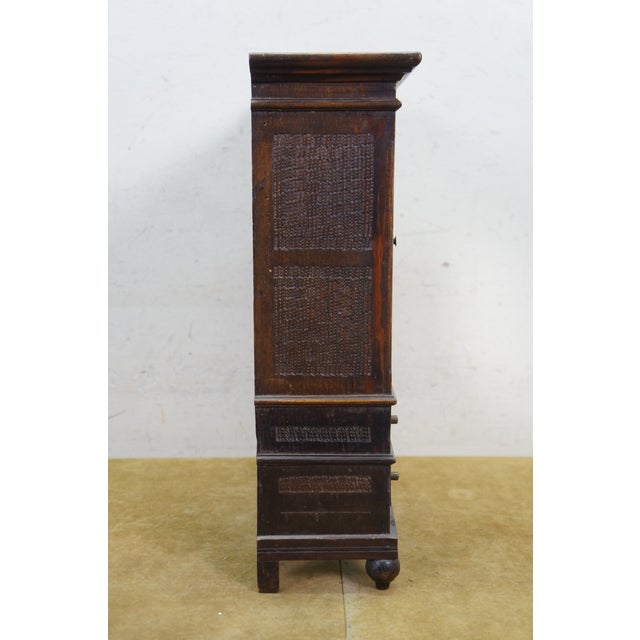 Wood Antique Oak Salesman Sample Mirrored Dollhouse Armoire Wardrobe Cabinet 16" For Sale - Image 7 of 17
