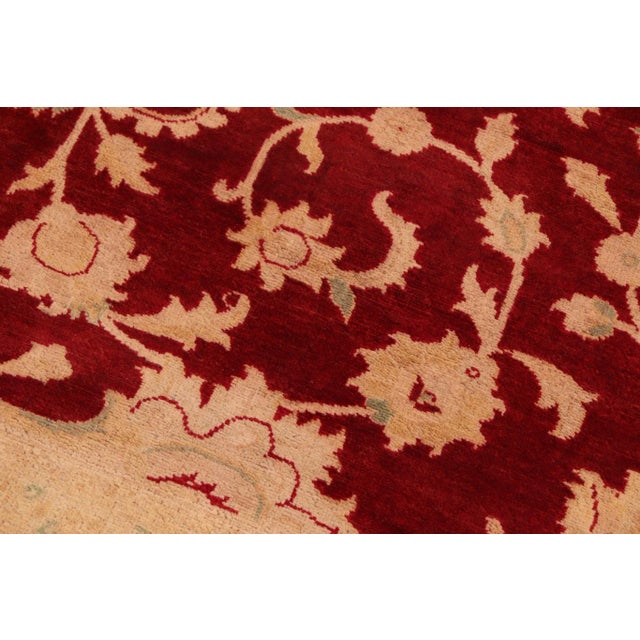 Transitional 1990s Bohemien Ziegler Red Tan Hand-Knotted Wool Rug - 8'1'' X 9'10'' For Sale - Image 3 of 8