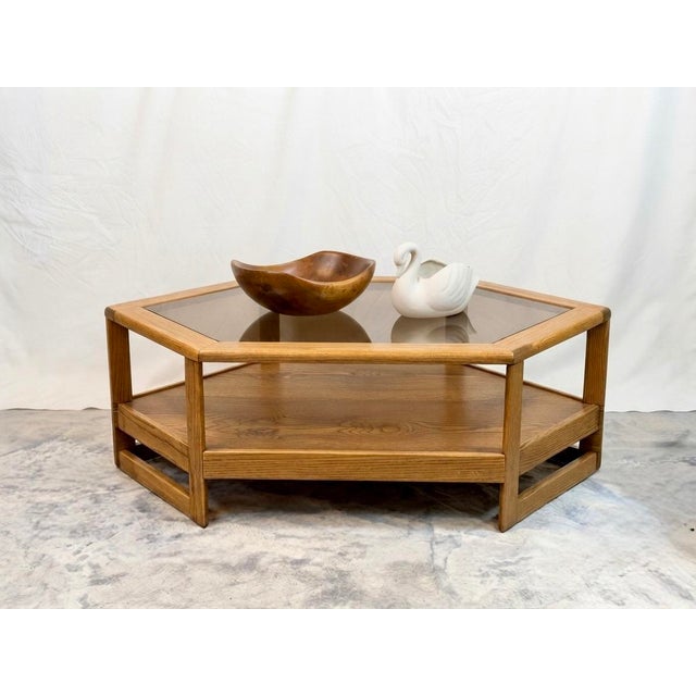 Post Modern Geometric Oak Coffee Table - Lou Hodges Style Add a bold, architectural focal point to your living room with...