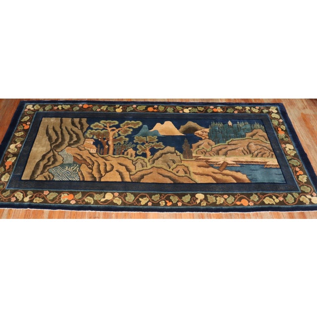 Brown Early 20th Century Zabihi Collection Chinese Peking Pictorial Gallery Size Rug - 6' x 12'3" For Sale - Image 8 of 12