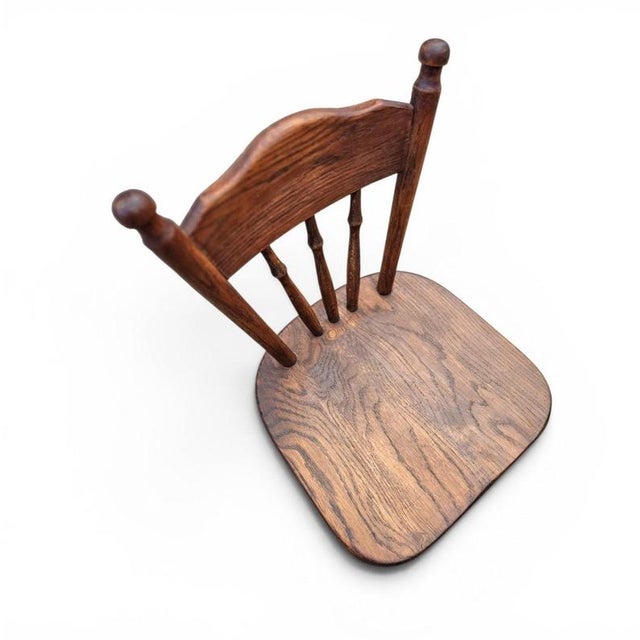 Brown Victorian Oak Children's Stick Back Chairs, 1960s, Set of 2 For Sale - Image 8 of 15