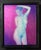 This artwork features a gracefully posed figure against a vibrant pink background, creating a striking contrast that...