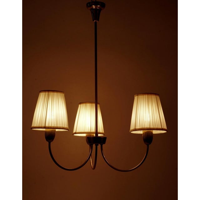 Cream Mid-Century Modern Brass Pendant Lamp from Rupert Nikoll, Austria, 1957 For Sale - Image 8 of 13