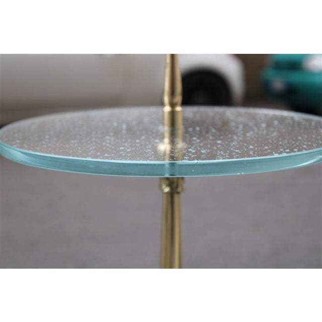 Mid-Century Modern Italian Brass and Glass Gueridon with Marble, 1950 For Sale - Image 3 of 7