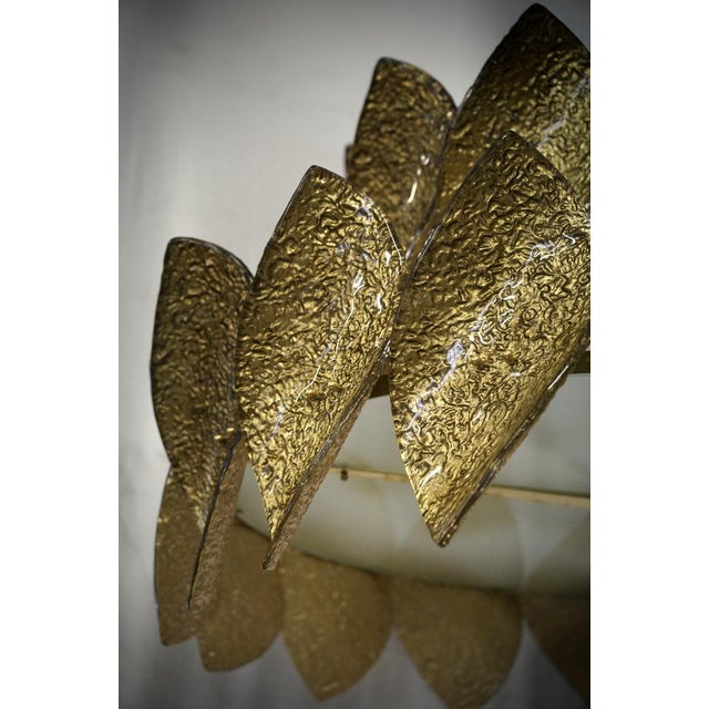 Mid-Century Chandelier and Pendant in Murano Round Gold Art Glass and Brass For Sale - Image 4 of 10