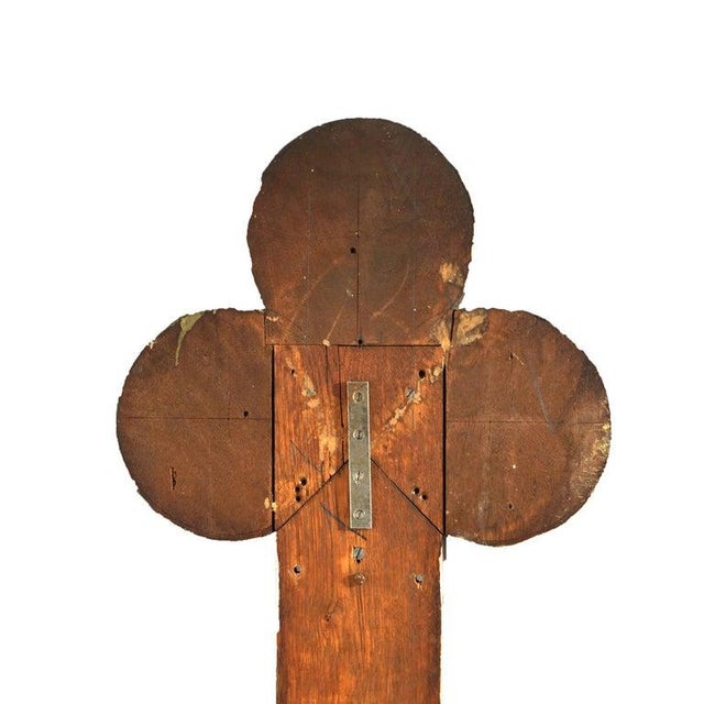Antique Monumental Gothic Parcel Gilt & Polychromed Carved Oak Cross 19thC For Sale - Image 11 of 13