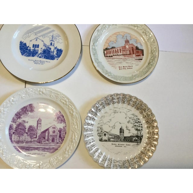 White Vintage Mid-Century Alabama Church Plates - Set of 12 For Sale - Image 8 of 13