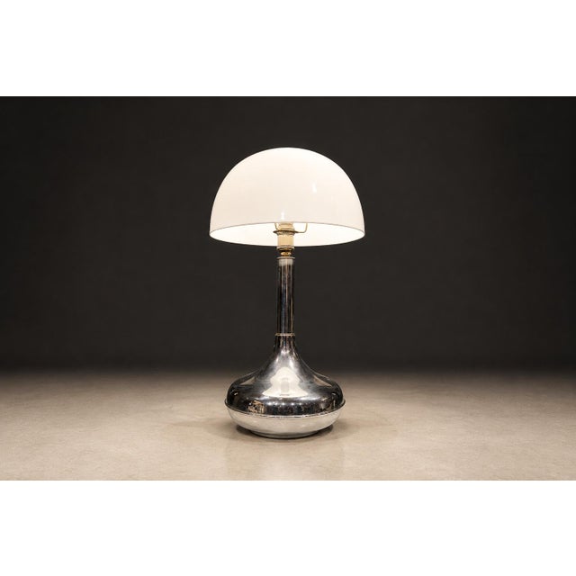 1960s Rewired Brazilian Modern Table Lamp in Chrome Metal and Acrylic Shade For Sale - Image 11 of 15