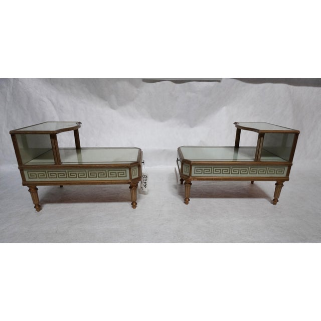 Mid 20th Century A Pair of Reverse-Painted and Opalescent Nightstands For Sale In Los Angeles - Image 6 of 18