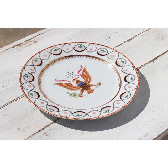 Chinese Export American Armorial Porcelain Plate For Sale - Image 4 of 12