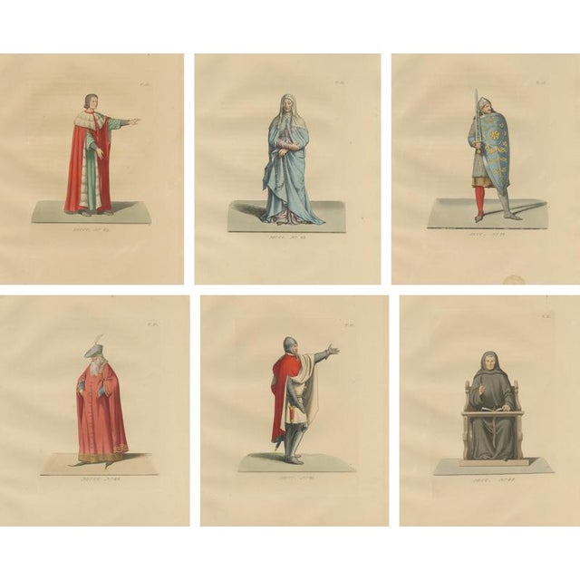 Gold Medieval Costumes, 1860, Paper, Set of 6 For Sale - Image 8 of 9