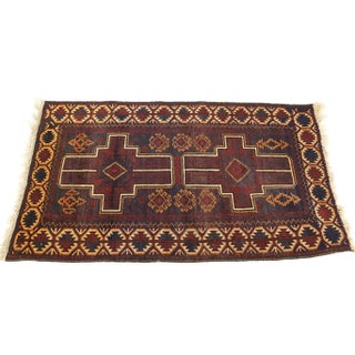 Mid Century Aubergine Medium Pile Wool Rug For Sale