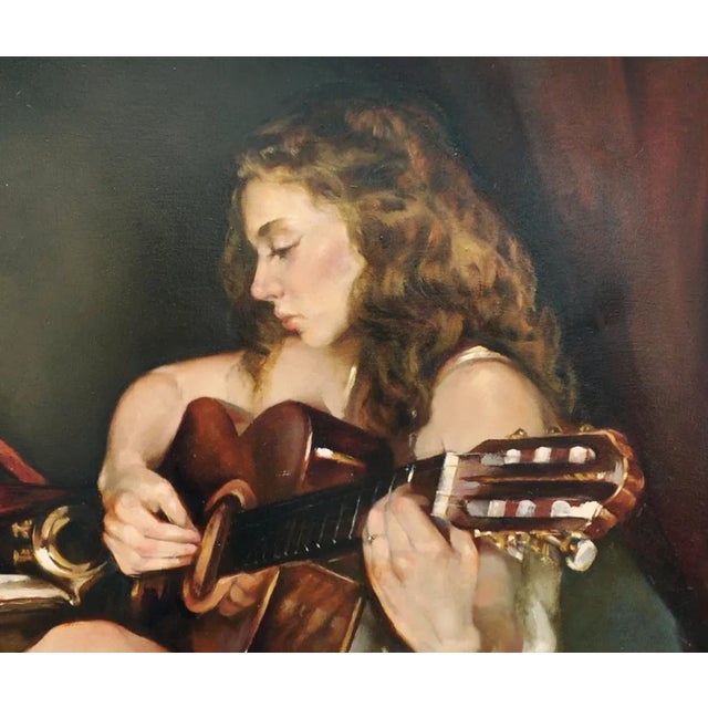 Guitar - Francesca Strino - Oil on Canvas - Italy For Sale - Image 4 of 7