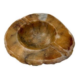 Carved Brown Marble Ashtray For Sale