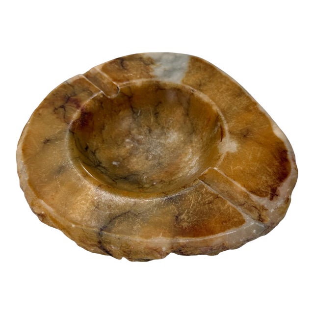Carved Brown Marble Ashtray For Sale