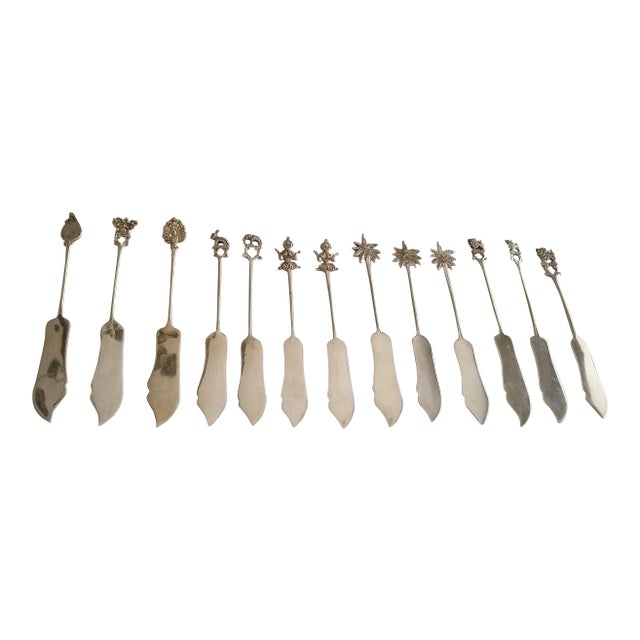 Vintage Petite Silver Butter Knives - Set of 13 For Sale