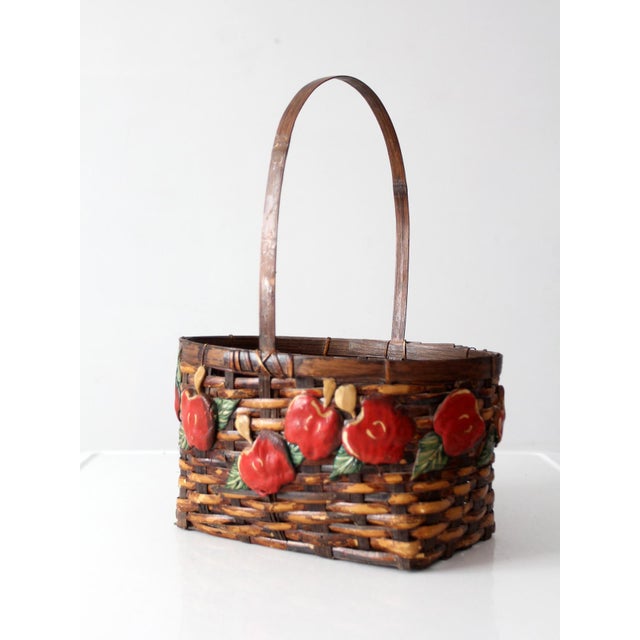 Farmhouse Vintage Woven Apple Basket For Sale - Image 3 of 17
