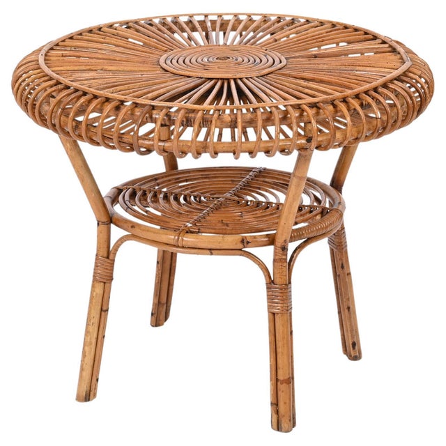 Mid-Century Italian Round Coffee Table in Rattan and Bamboo, Italy, 1960s For Sale - Image 16 of 16