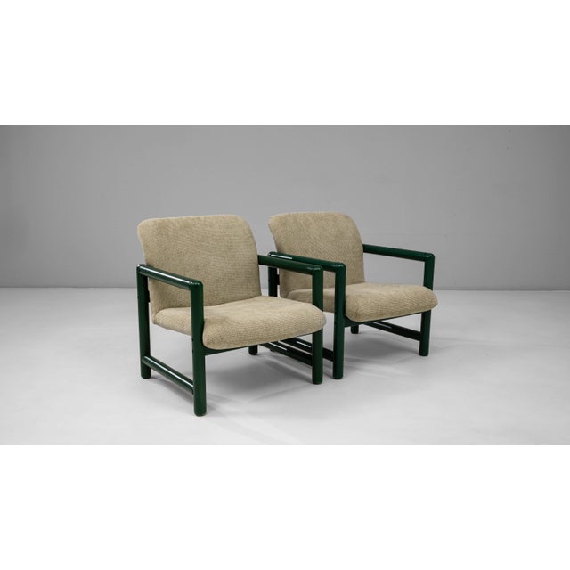 20th Century Czech Lounge Chairs With Green Tubular Frames - A Pair For Sale - Image 9 of 18