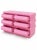 Postmodern Pink Lacquered Bullnose Dresser, featuring six drawers and chic gold accents. This dresser showcases a sleek...