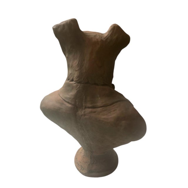 English Vintage Anthropomorphic Terracotta Dog Bust For Sale - Image 3 of 6