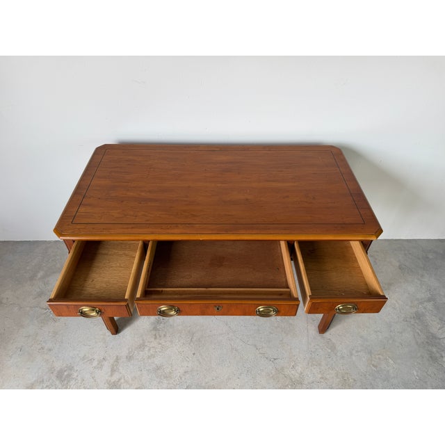 Traditional Vintage Drexel Traditional Writing Desk With Brass Handles For Sale - Image 3 of 18