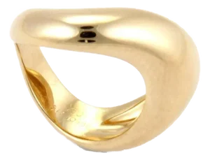 Fred Paris 18k Yellow Gold Wave Band Ring, Size 4.5