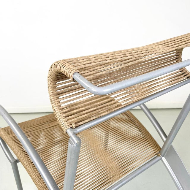 Italian Modern Juliette Chair in Rope and Gray Steel attributed to Massimo Iosa-Ghini, 1990s For Sale - Image 11 of 15