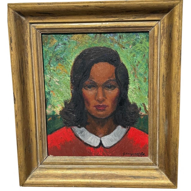 Georges Longueville, Portrait, Oil on Panel, Framed For Sale - Image 5 of 5