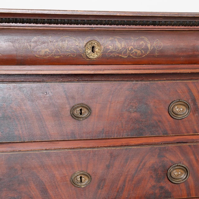 Early 19th Century Danish Pine Large Chest of Five Drawers With Original Painted Finish For Sale - Image 9 of 14