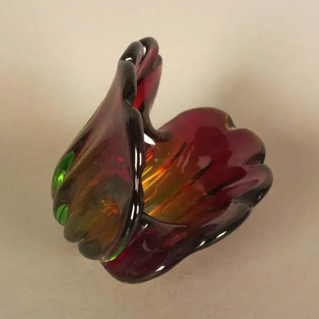 Vintage Red and Green Murano Glass Bowl For Sale - Image 12 of 15