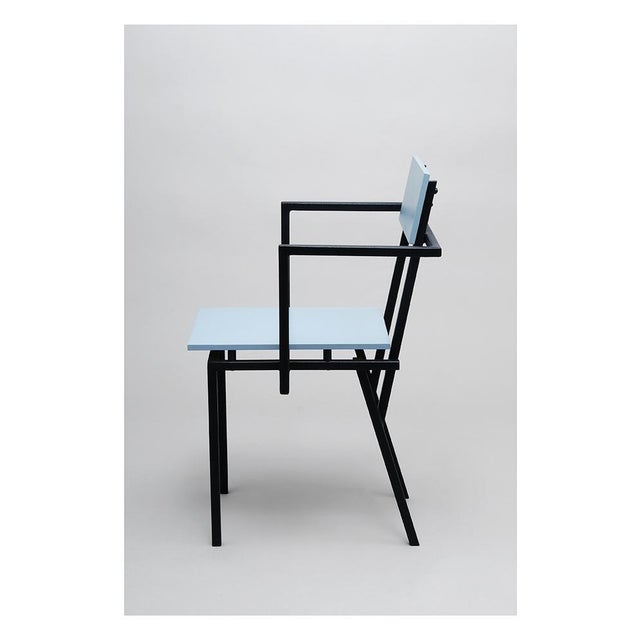 Memphis Banco Blue Armchair by Clémence Seilles for Stromboli Design For Sale - Image 3 of 7