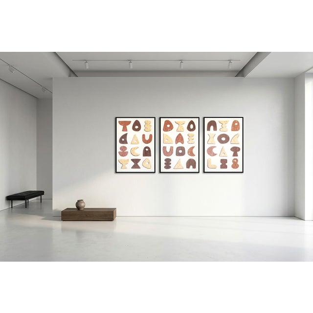 Paper 2026, Tribal Triptych, Original Painting of Wooden Tools, Acrylic Paint on Watercolor Paper, Earth Tones For Sale - Image 7 of 11