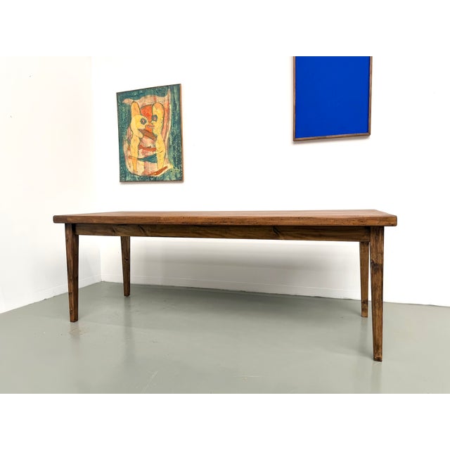 1970s Farmhouse Table in Beechwood with Tapered Legs, France, 1970s For Sale - Image 5 of 18