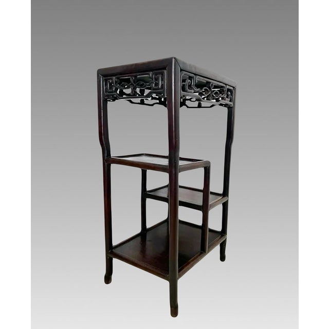 Early 20th Century Antique Chinese Step Style Rosewood Tiered Side Table, Plant Stand (Hongmu / Blackwood) For Sale - Image 5 of 9